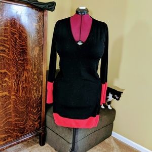 Venus black red long sleeve sweater dress